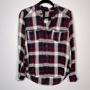 Paige Burgundy and Navy Flannel Shirt